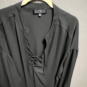 Eloquii Black Lace-Up Blouse Lot 66